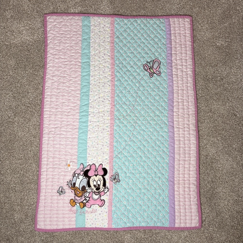 Disney Baby Minnie Mouse Daisy Duck "Best Friends" Quilted Nursery Blanket HTF